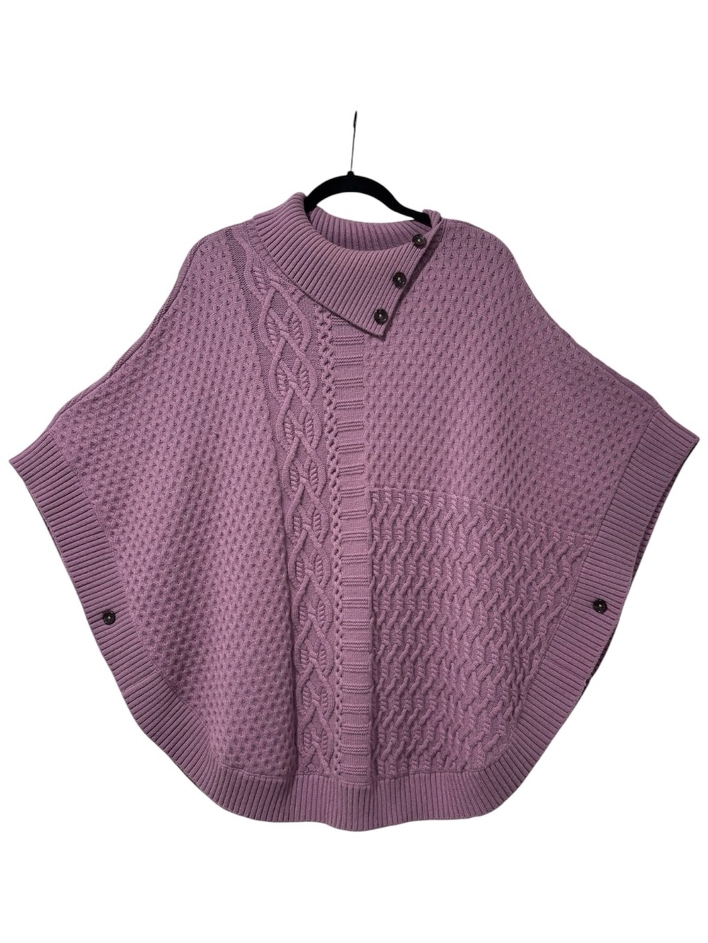 Talbots Cable Knit Honeycomb Poncho Mauve Pink Cozy Sweater Women’s Size Large